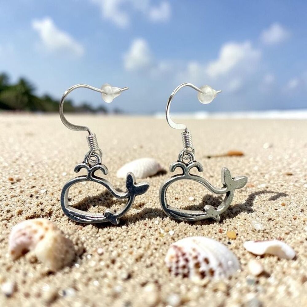 Indio Jewelry Silver Plated Cute Whale Earrings #2320